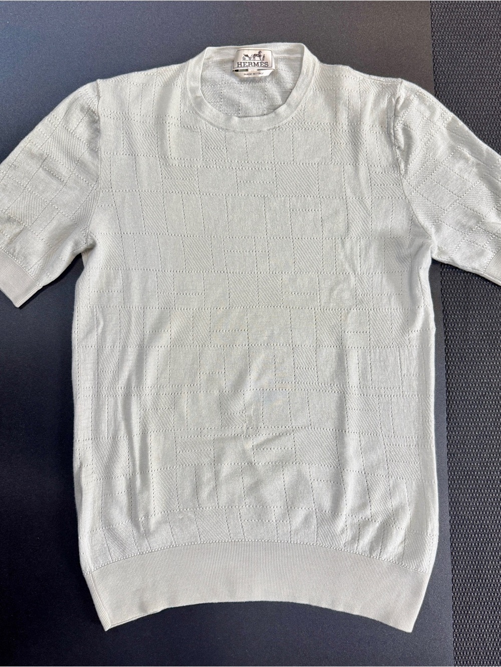 Hermes Men’s Crewneck Short-Sleeve Sweater in Cream color